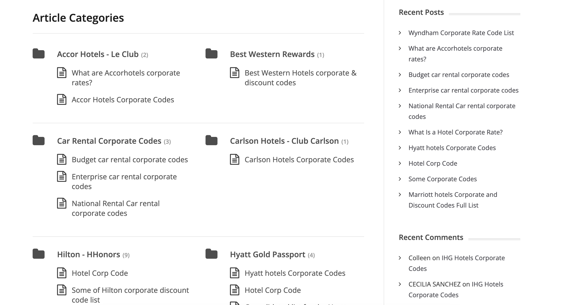 Hotel Corporate Codes